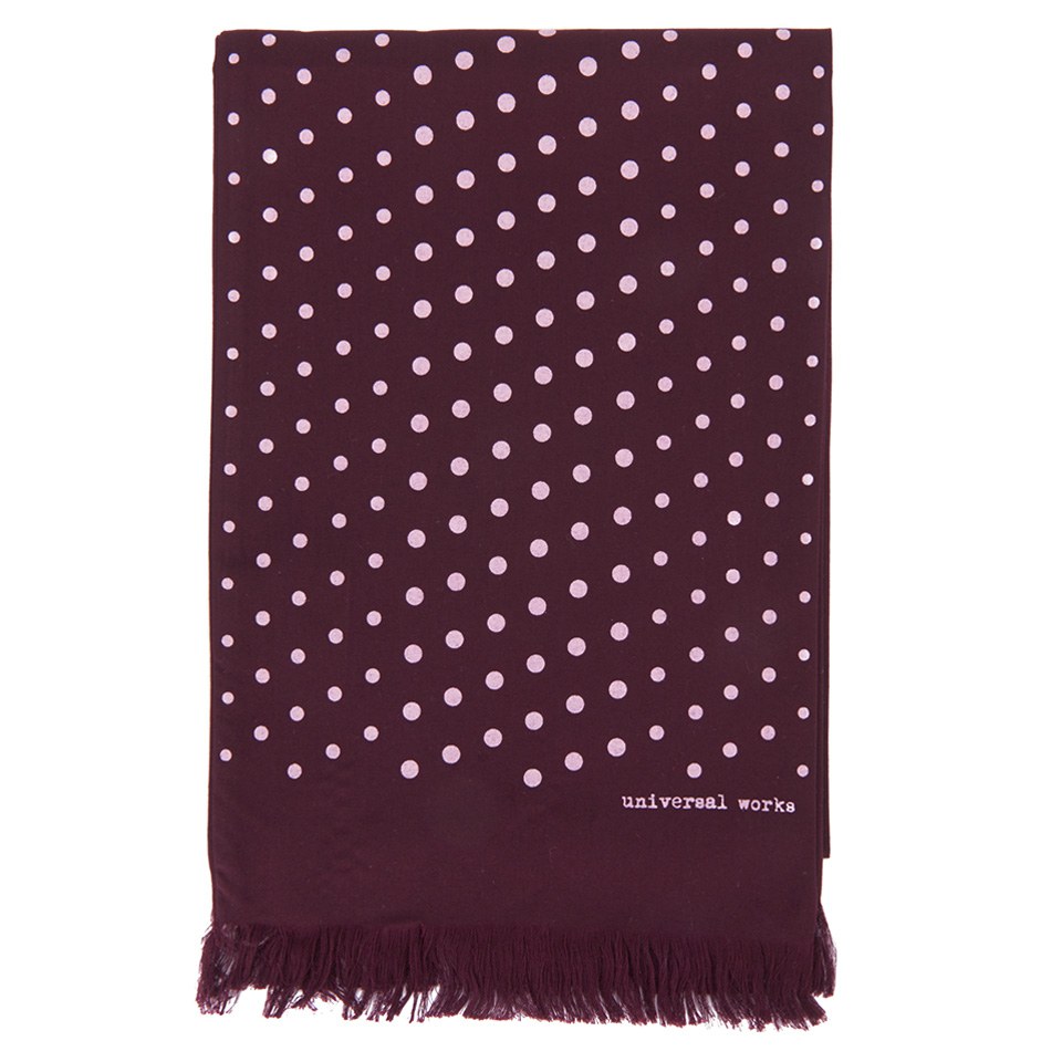 Universal Works Men's Short Dot Rayon Scarf - Port