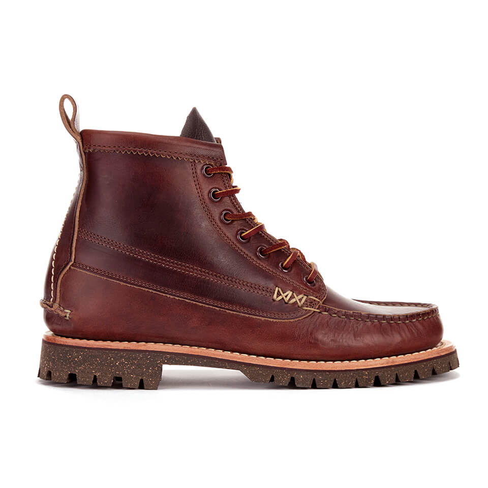 Yuketen Men's Leather Angler Lace-Up Boots - Brown | Coggles Yuketen Men's Leather Angler Lace-Up Boots - Brown | Coggles