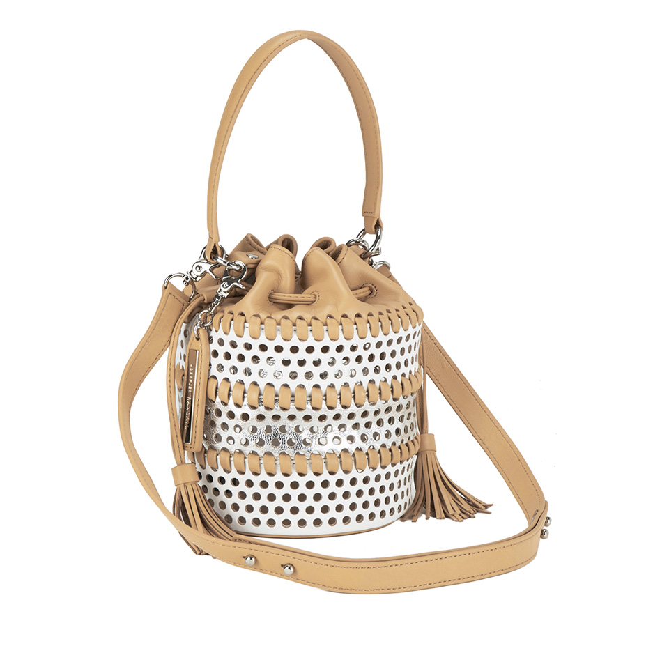 Loeffler Randall Women's Mini Industry Perforated Bucket Bag - White/Silver/Natural