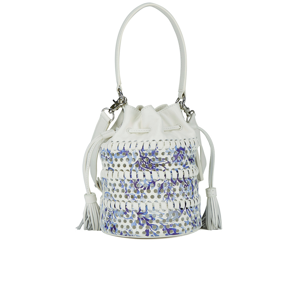 Loeffler Randall Women's Mini Industry Perforated Bucket Bag - Porcelain Print/White