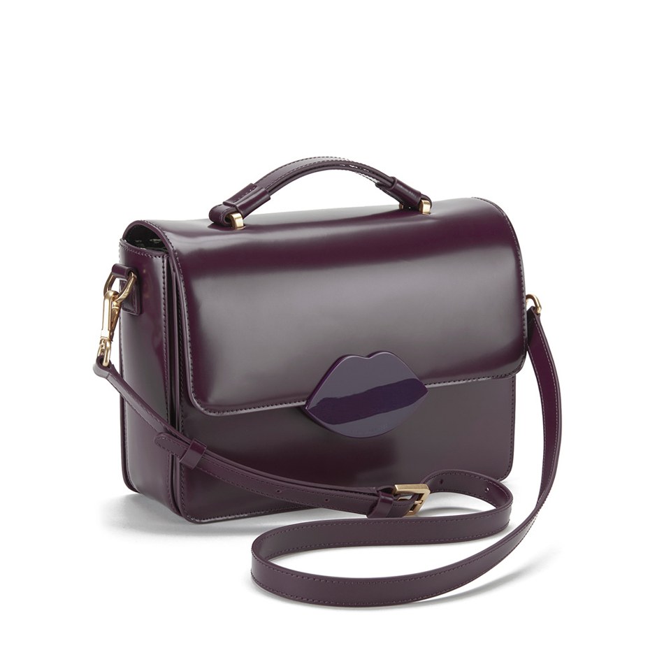 Lulu Guinness Women's Polished Calf Edie Briefcase - Damson