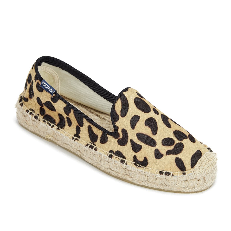 Soludos Women s Calf Hair Platform Espadrille Smoking Slippers Leopard Print
