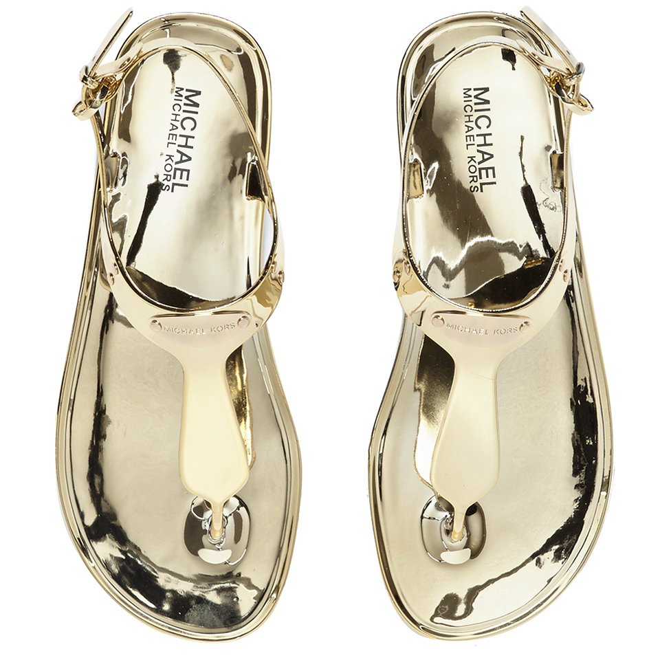 MICHAEL MICHAEL KORS Women s MK Plate Jelly Sandals Gold Coggles