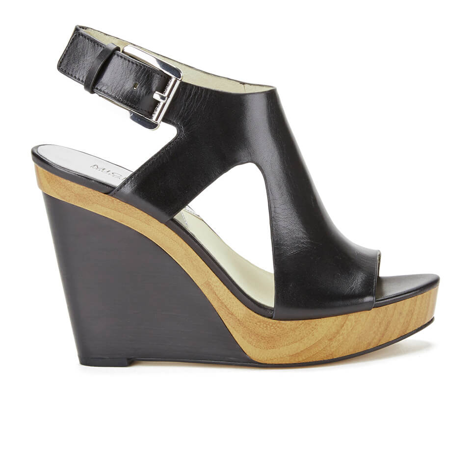 MICHAEL MICHAEL KORS Women s Josephine Leather Wedged Sandals Black Allsole