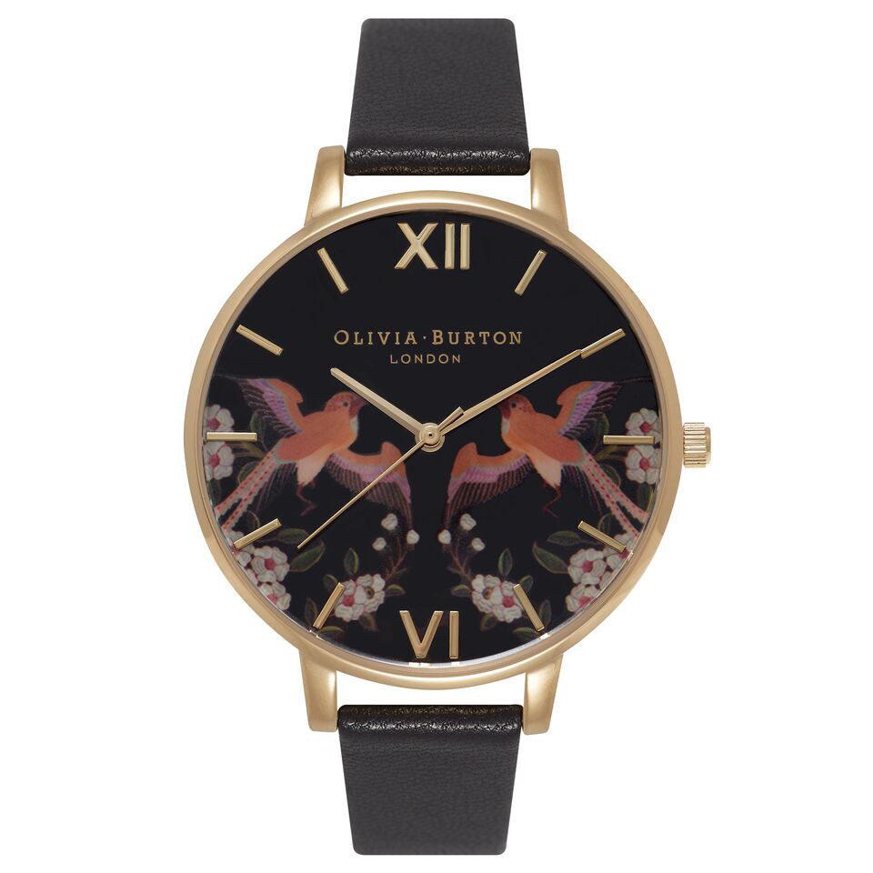 Olivia Burton Women's Oriental Opulence Friendship Birds Watch Black & Gold