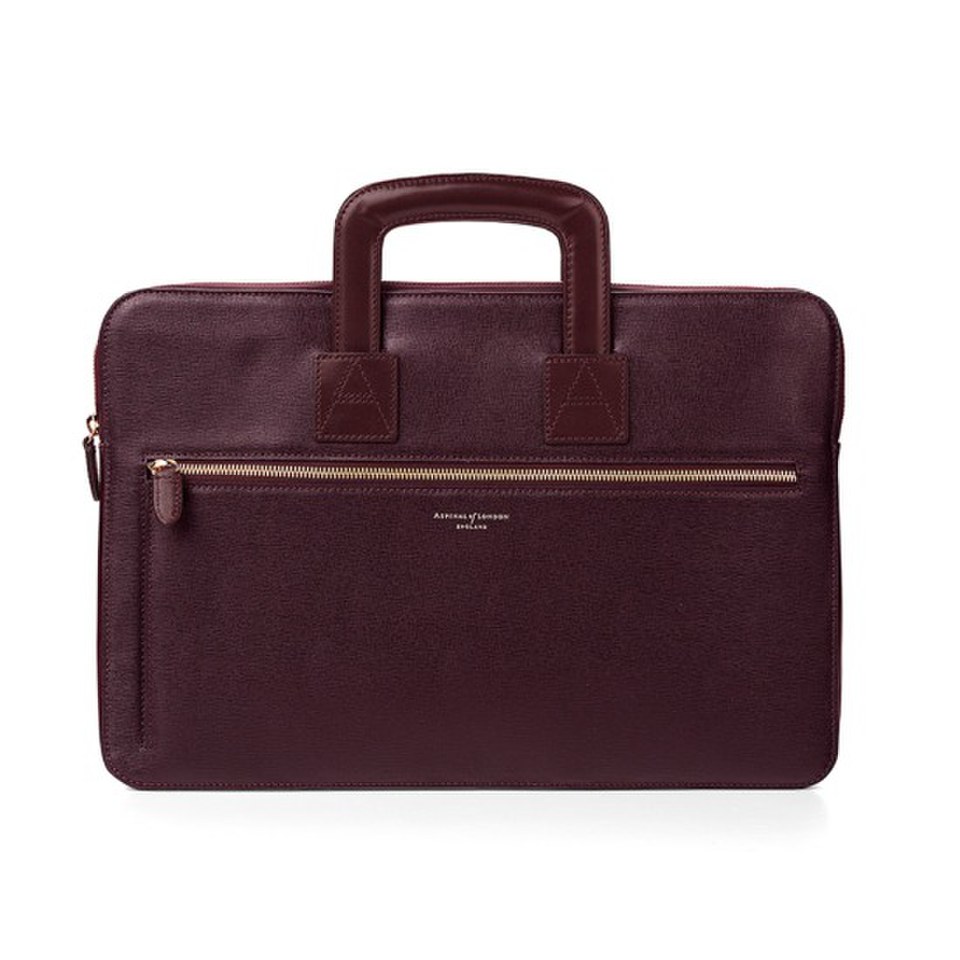 Aspinal of London Men's Connaught Document Case - Burgundy
