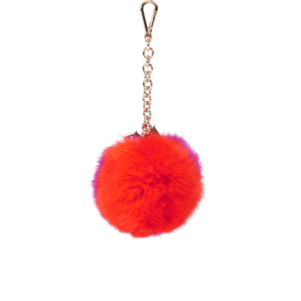 Diane von Furstenberg Women's Bicolour Fur Pom Pom Charm - Orange/Pink