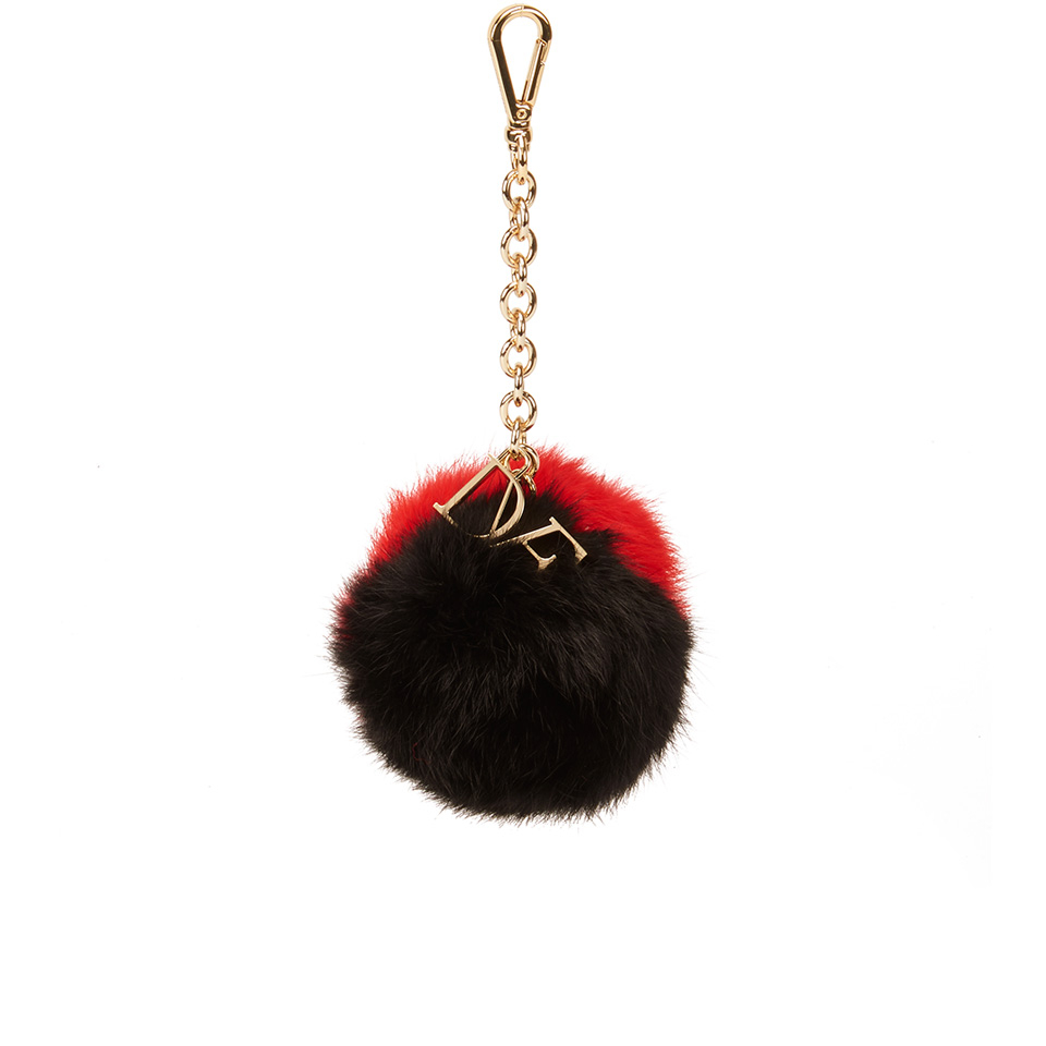 Diane von Furstenberg Women's Bicolour Fur Pom Pom Charm - Red/Black