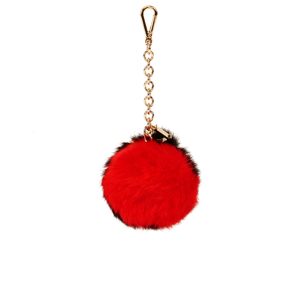 Diane von Furstenberg Women's Bicolour Fur Pom Pom Charm - Red/Black