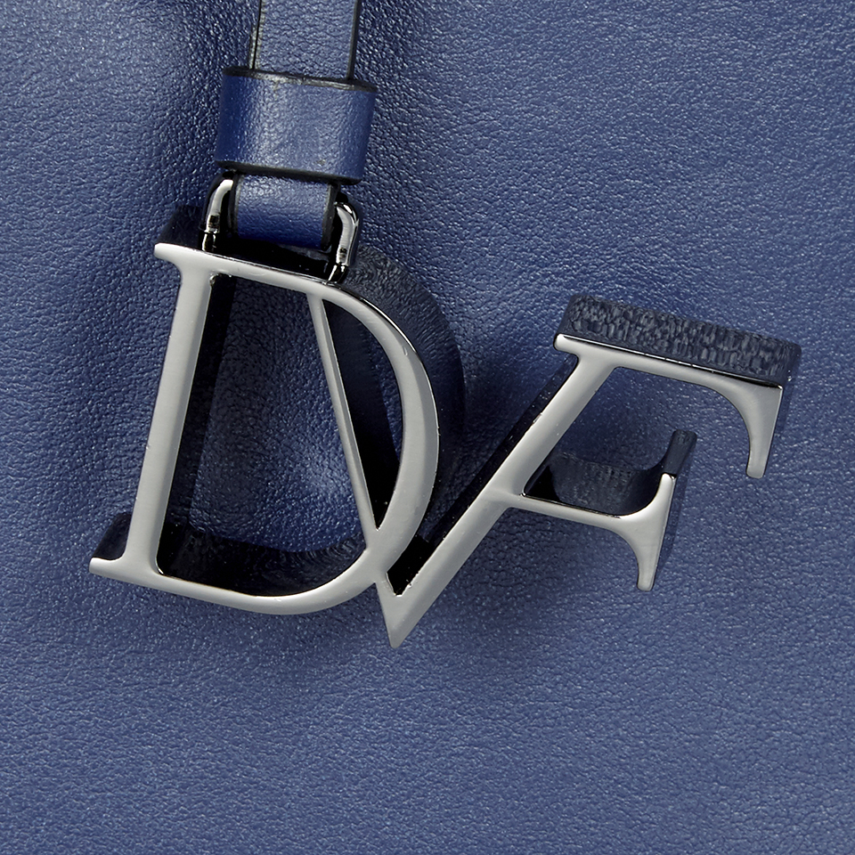Diane von Furstenberg Women's Voyage Double Zip Leather Tote Bag - Navy
