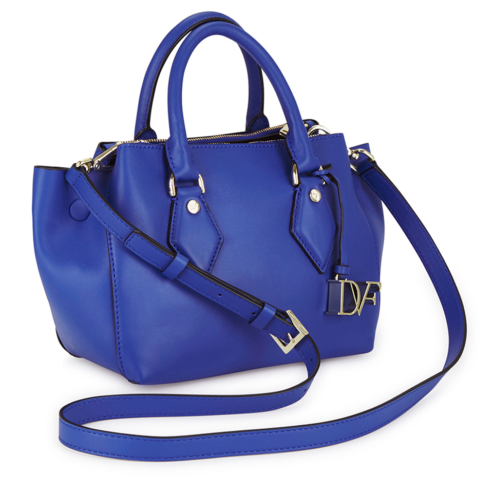 Diane von Furstenberg Women's Voyage Small Double Zip Leather Tote Bag - Blue