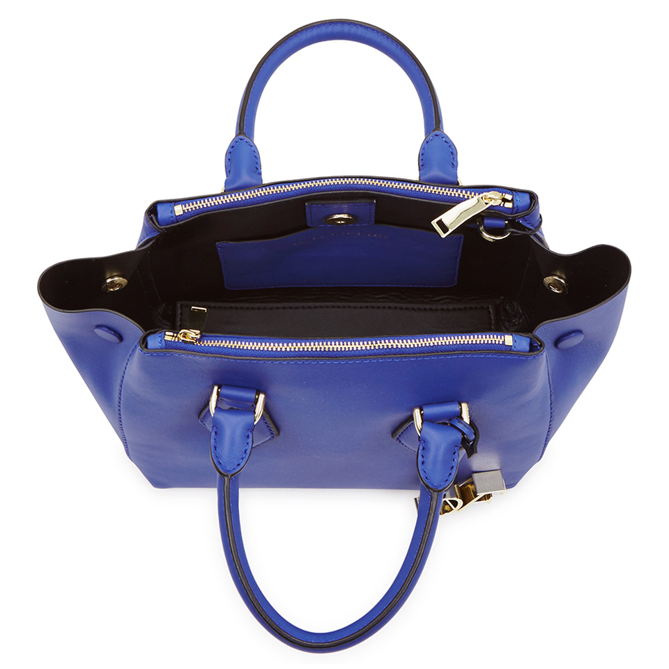 Diane von Furstenberg Women's Voyage Small Double Zip Leather Tote Bag - Blue