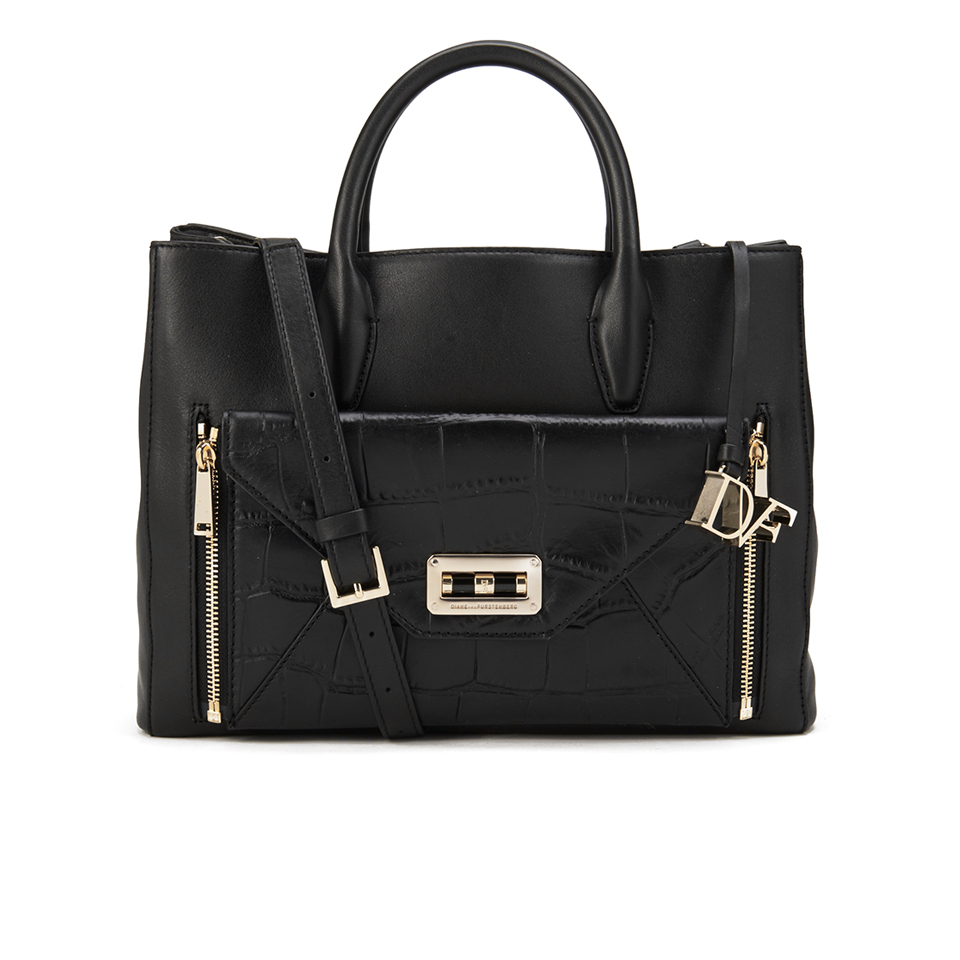 Diane von Furstenberg Women's Gallery Large Secret Agent Leather Tote Bag - Black