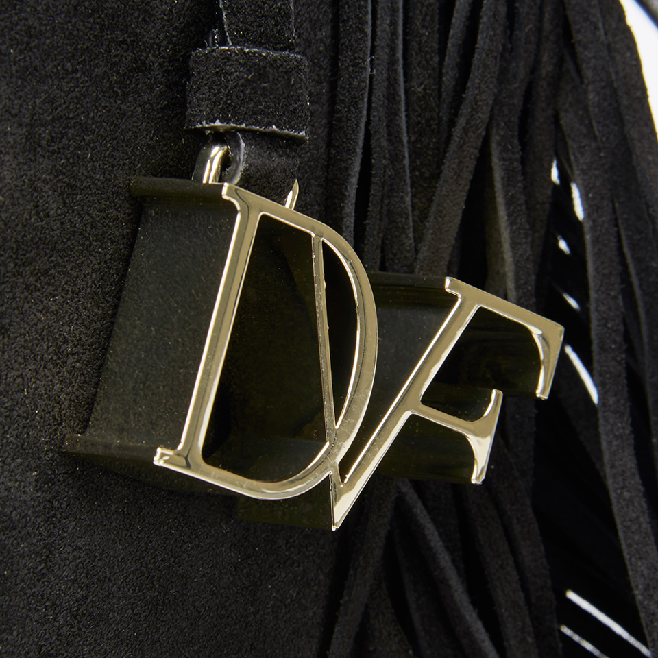 Diane von Furstenberg Women's Voyage Boho Suede Fringe Tote Bag - Black