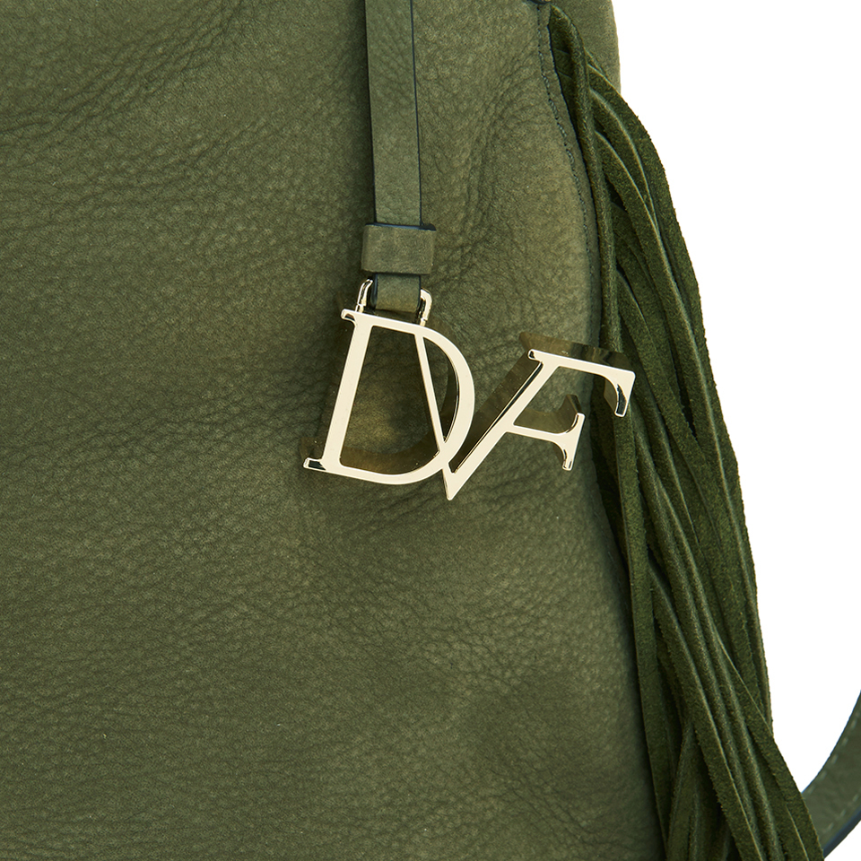 Diane von Furstenberg Women's Voyage Boho Nubuck Fringe Shoulder Bag - Olive