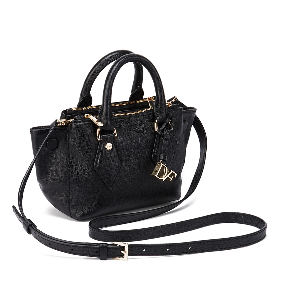 Diane von Furstenberg Women's Itsy Small Double Zip Leather Tote Bag - Black