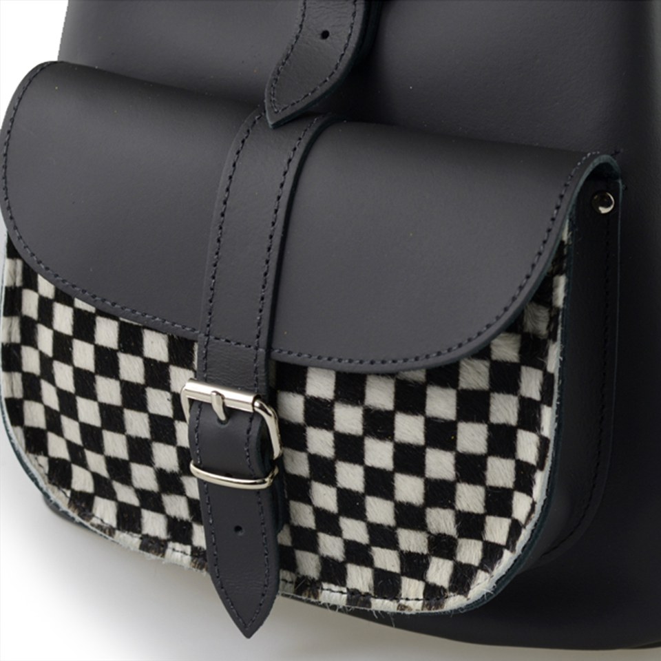 Grafea Checkers Leather Backpack - Black