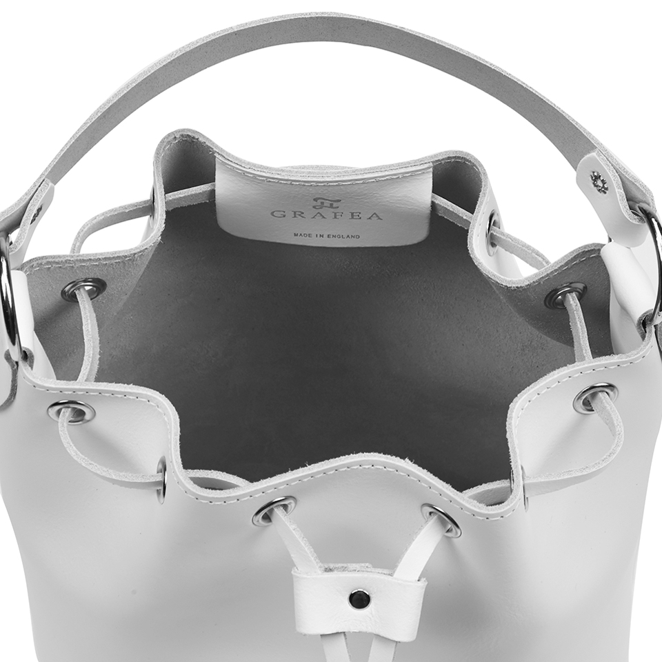 Grafea Women's Leather Tassel Bucket Bag - White