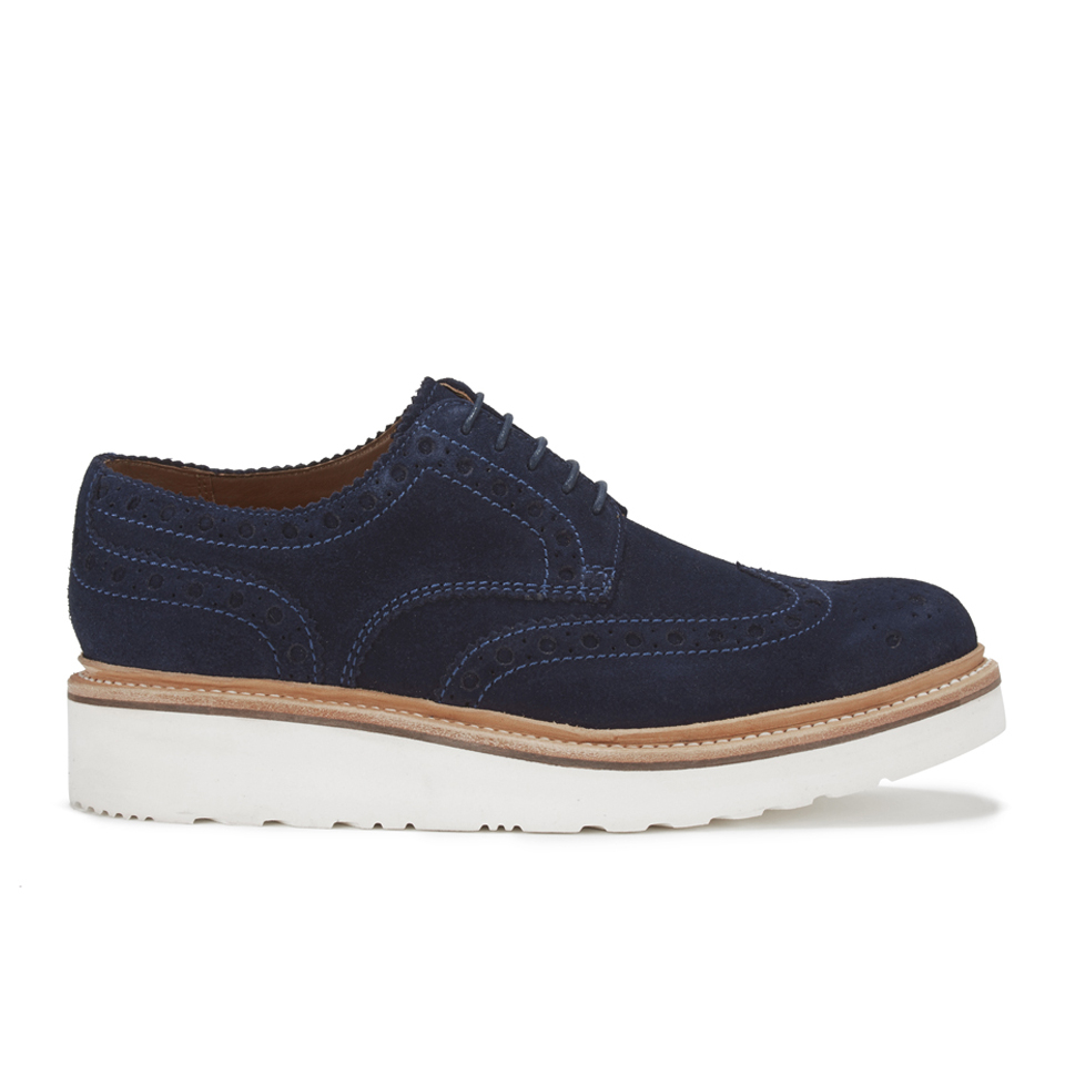 Grenson Men s Archie V Suede Brogues Navy Allsole