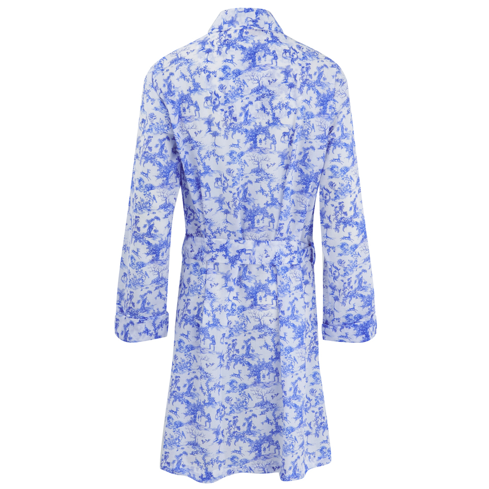 Derek Rose Women's Toile Ladies Kimono - White/Cobalt
