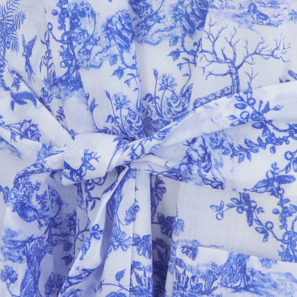 Derek Rose Women's Toile Ladies Kimono - White/Cobalt