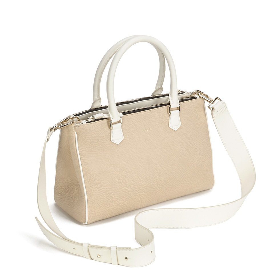 Paul Smith Accessories Women's Small Double Zip Leather Tote Bag - Cream