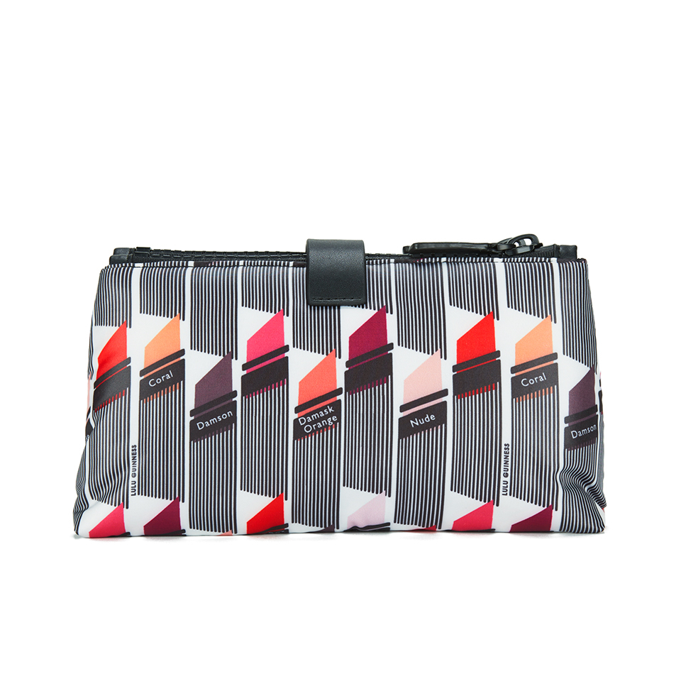 Lulu Guinness Women's Lipstick Print Double Make Up Bag - White/Black