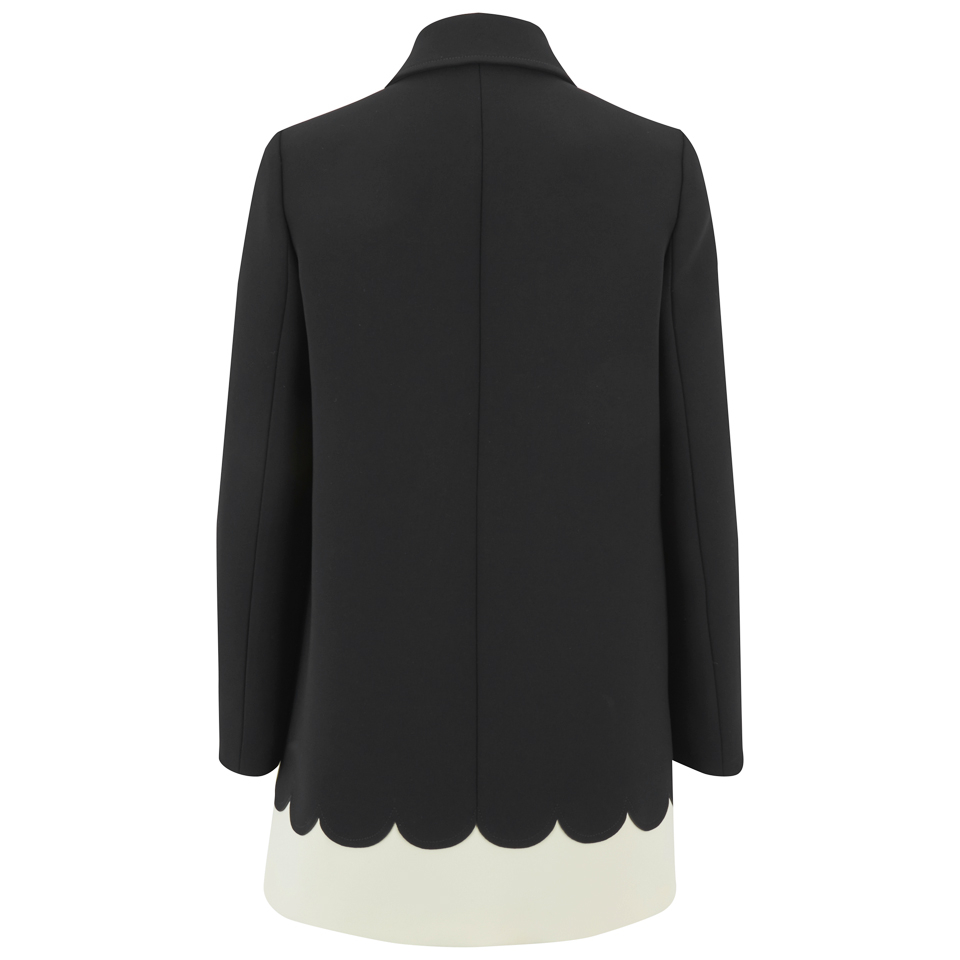 REDValentino Women s Scalloped Contrast Hem Coat Black White Coggles