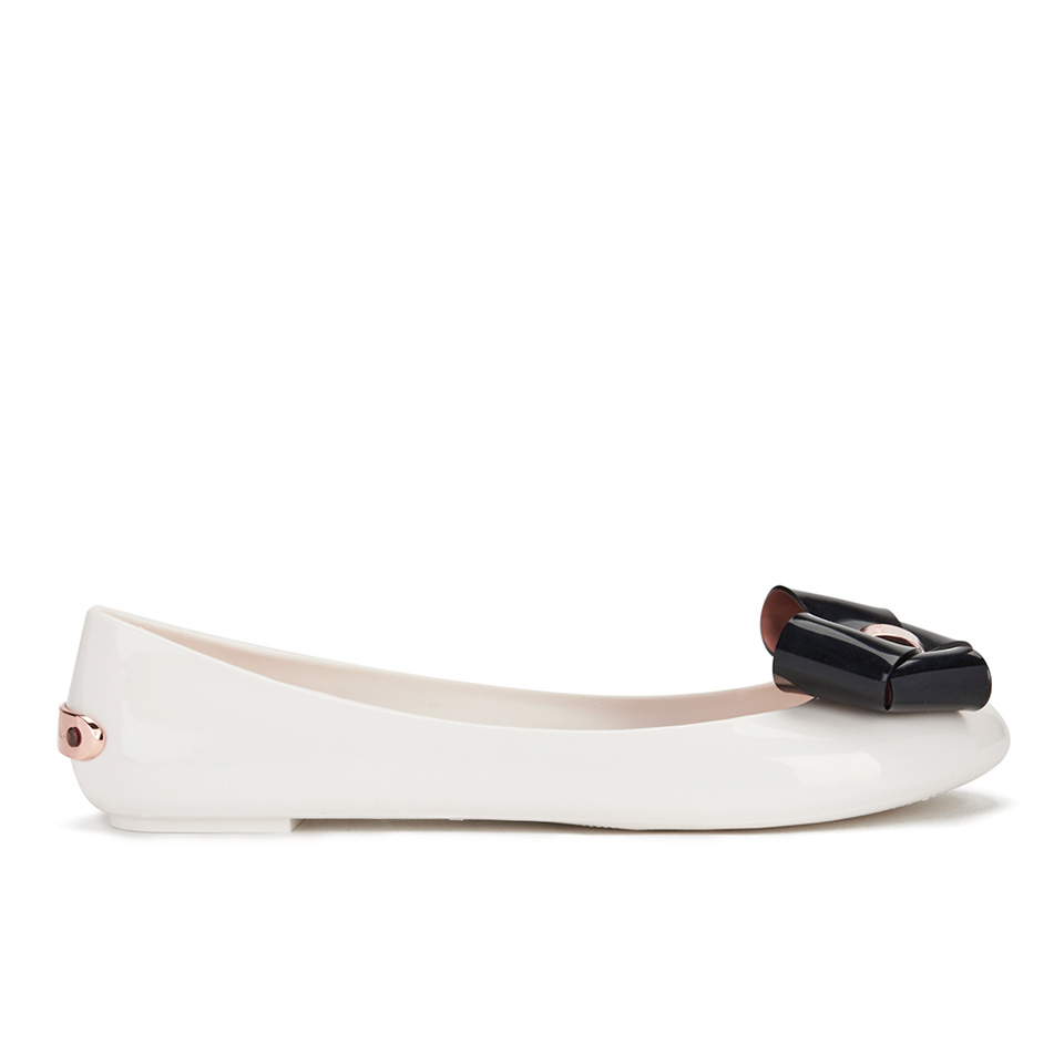 Ted Baker Women s Faiyte Jelly Bow Ballet Pumps Cream Black Allsole