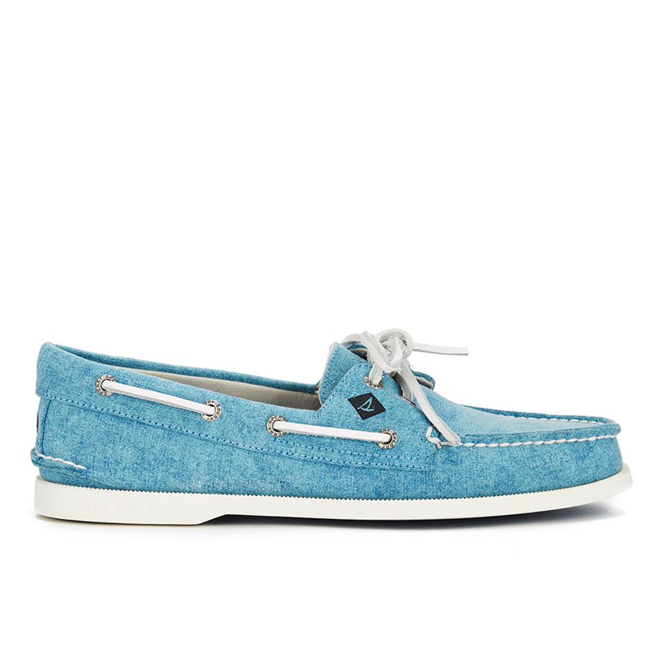 Sperry Men s A O 2 Eye White Cap Canvas Boat Shoes Turquoise Coggles