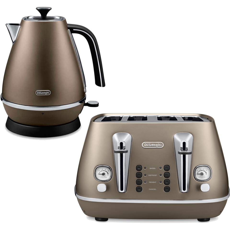 De Longhi Distinta 4 Slice Toaster and Kettle Bundle Bronze Finish NOT IN USE Coggles