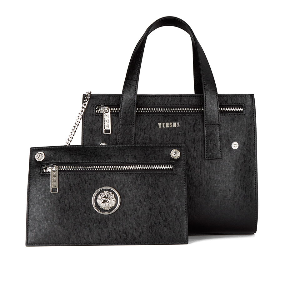 Versus Versace Women's Front Pocket Removable Clutch Tote Bag - Black