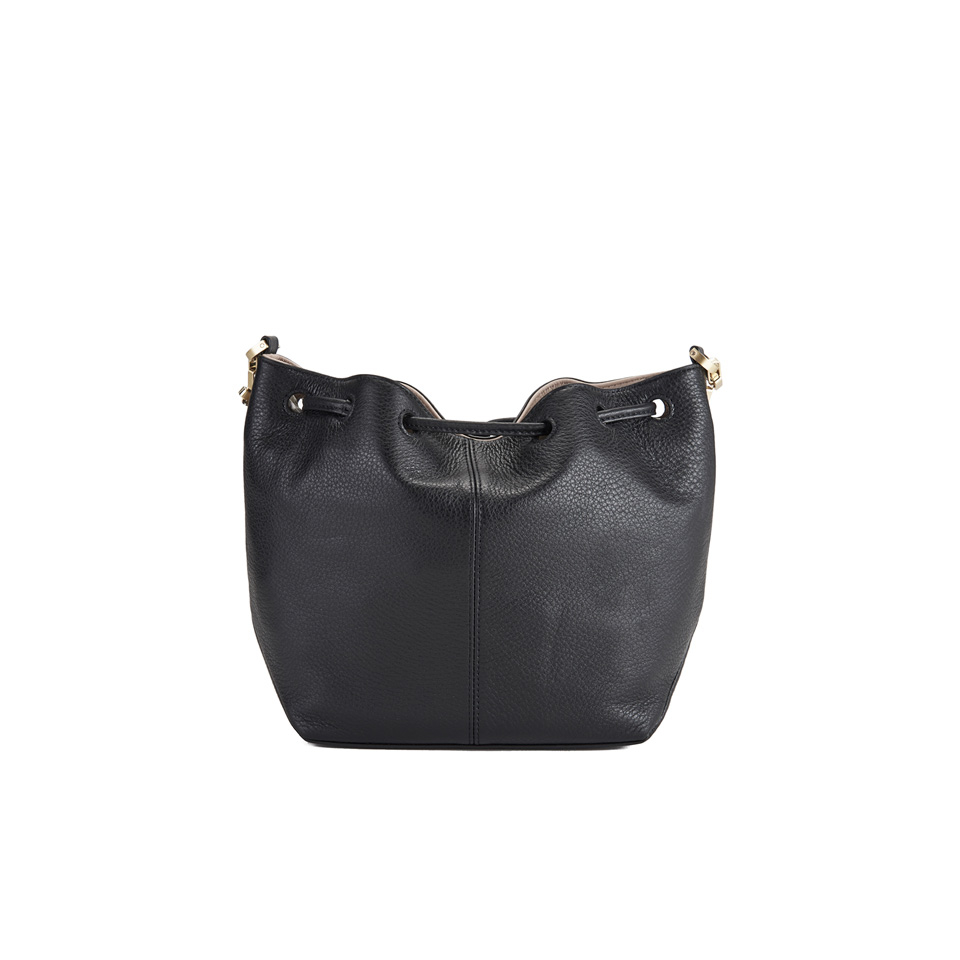 Calvin Klein Women's Mia Mini Pebbled Leather Drawstring Bag - Black