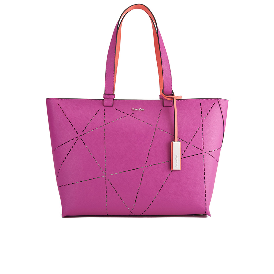 Calvin Klein Women's Sofie Perforated Large Saffiano Tote Bag - Berry