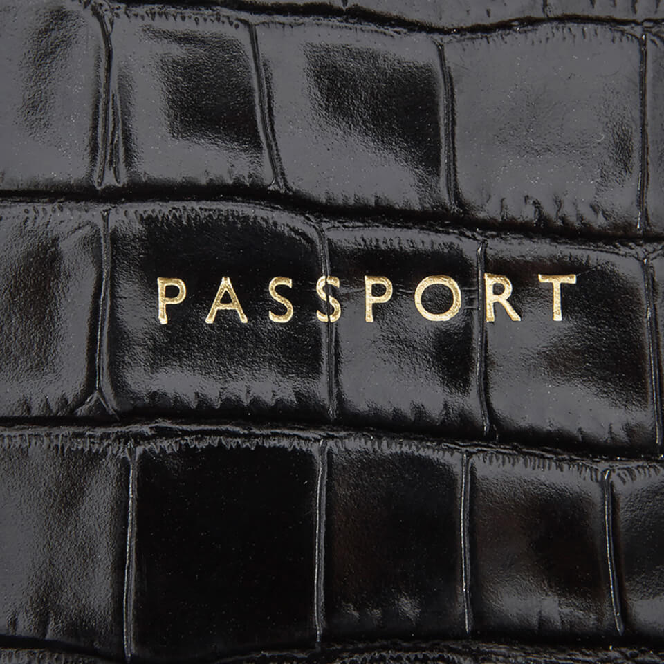Aspinal of London Women's Passport Cover - Black Croc