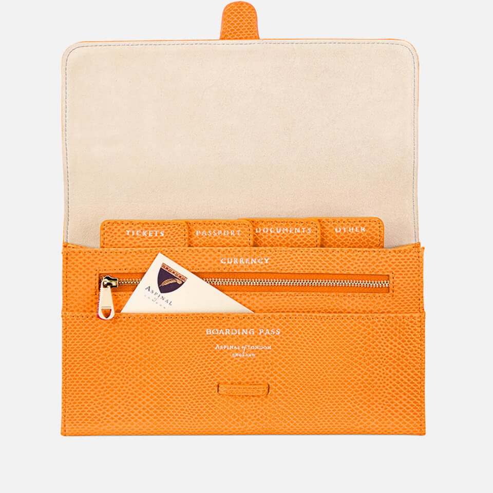 Aspinal of London Women's Classic Travel Wallet - Orange