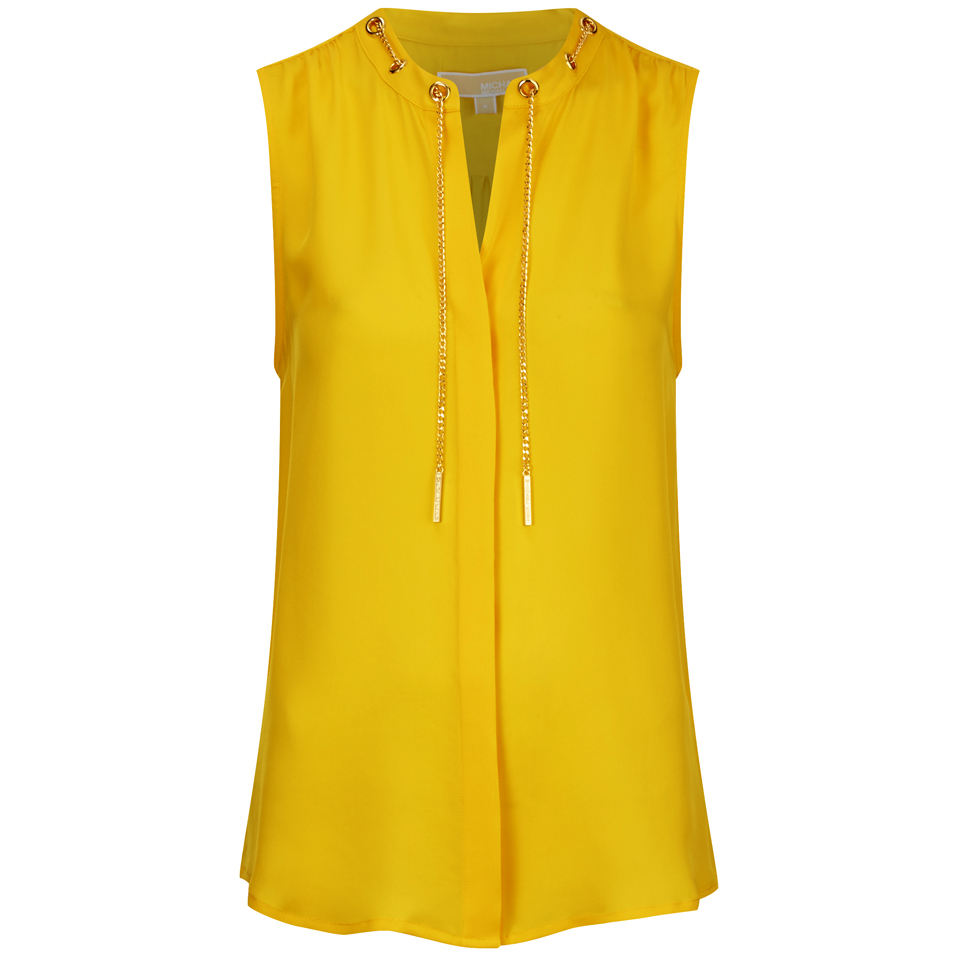 MICHAEL MICHAEL KORS Women s Silk Chain Neck Blouse Sunflower Coggles