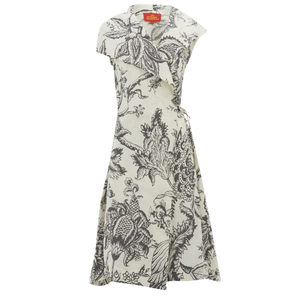 【Vivienne Westwood】LINE UP PRINT ヘムフリルドレス FLOWER EMBROIDERY PRINT ドレス｜VIVIENNE TAM（ヴィヴィアン