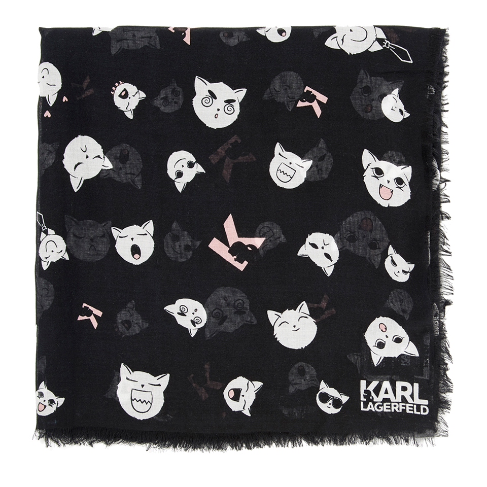 Karl Lagerfeld Women's Cat Face Scarf - Black