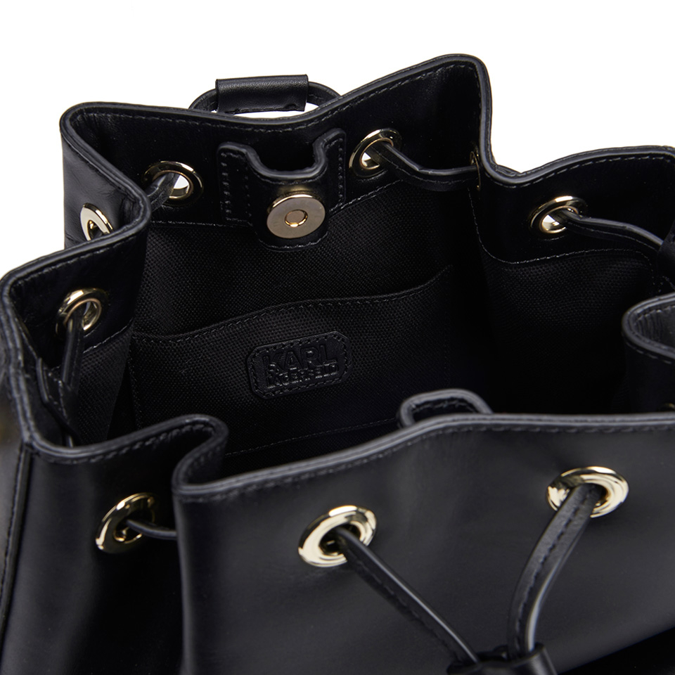 Karl Lagerfeld Women's K/Pin Closure Drawstring Bag - Black