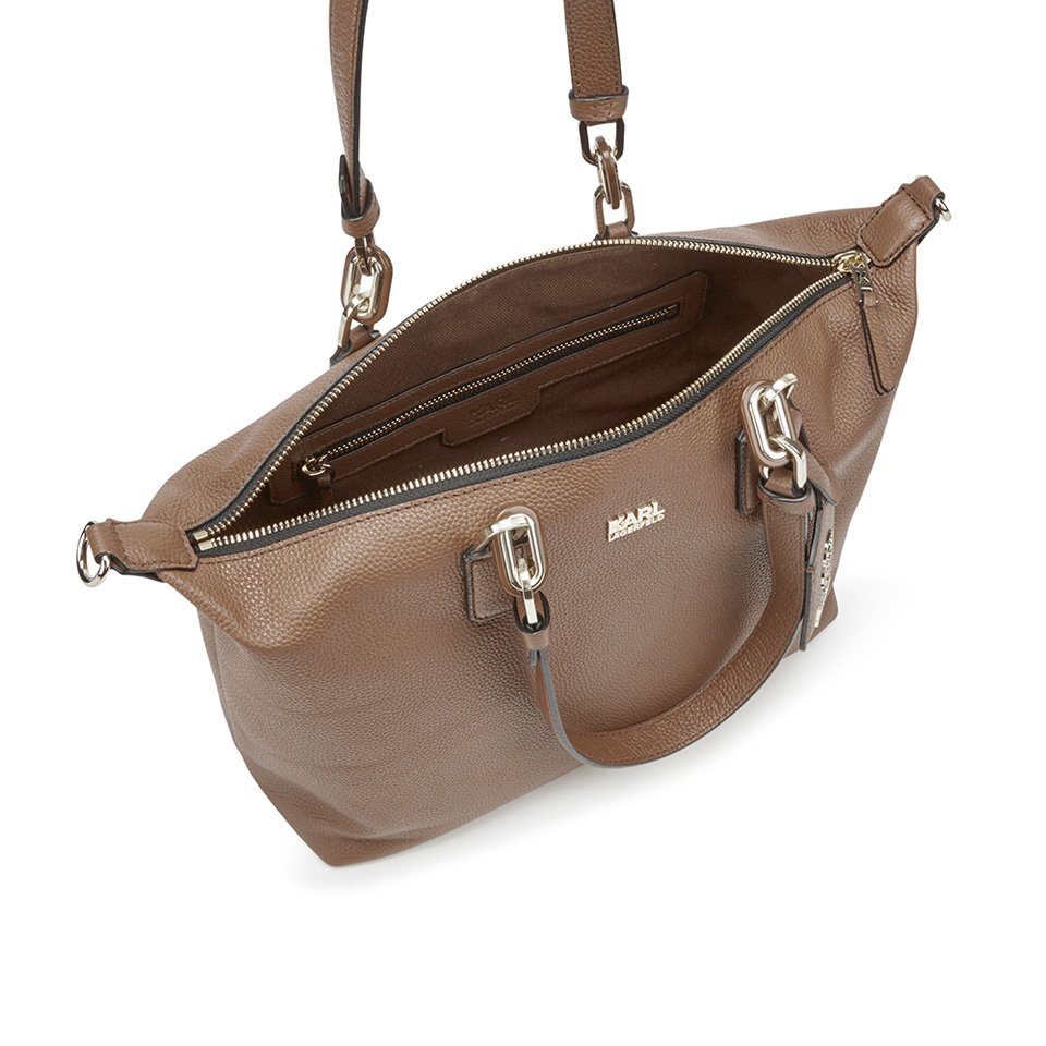 Karl Lagerfeld Women's K/Grainy Small Bowling Bag - Tan