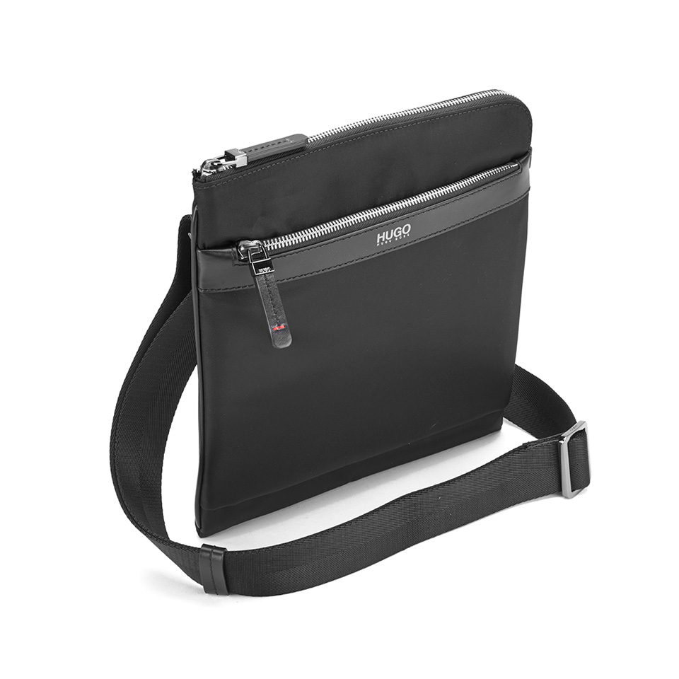 HUGO Men's Digital Zip Crossbody Bag - Black