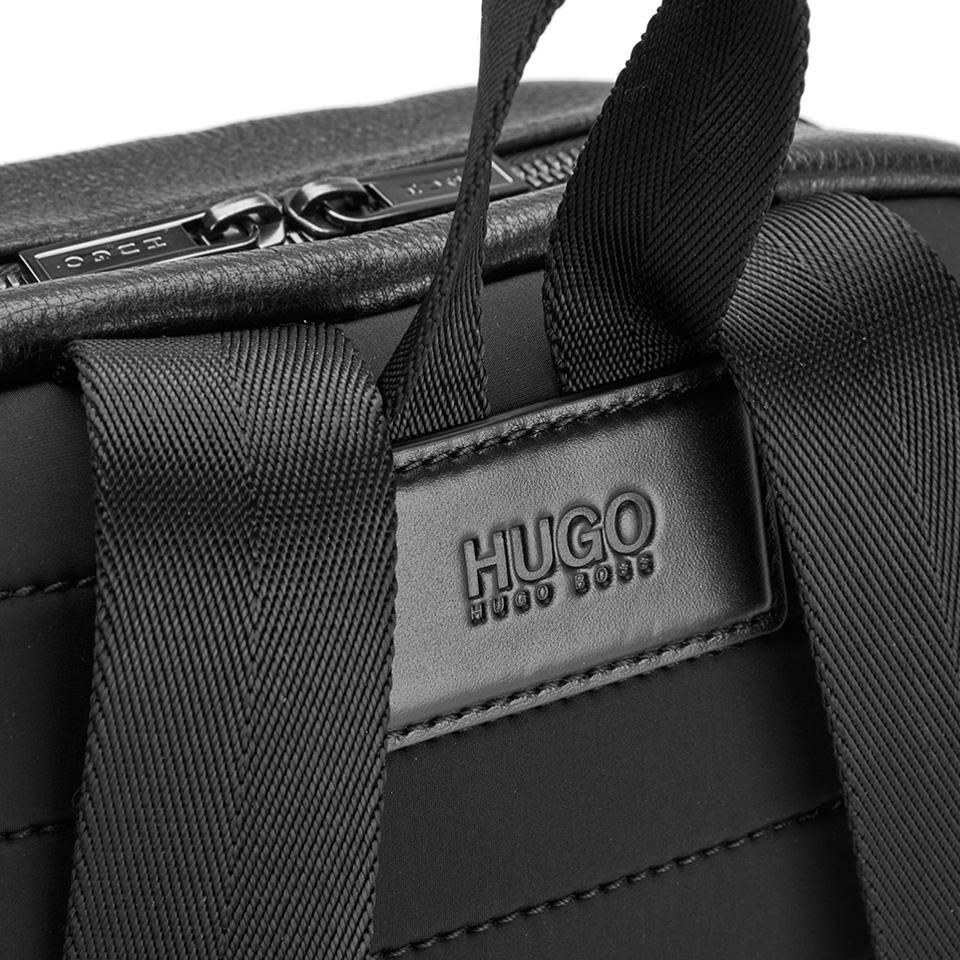 HUGO Men's Element Zip Leather Backpack - Black