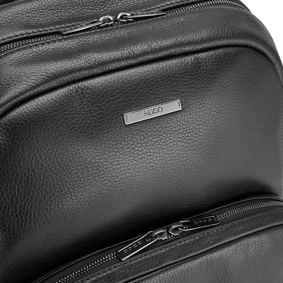 HUGO Men's Element Zip Leather Backpack - Black