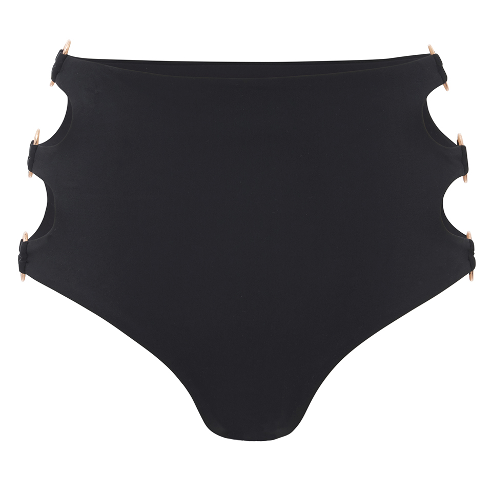 MINKPINK Women's After Dark High Waisted Cheeky Ring Side Bikini Bottoms - Black