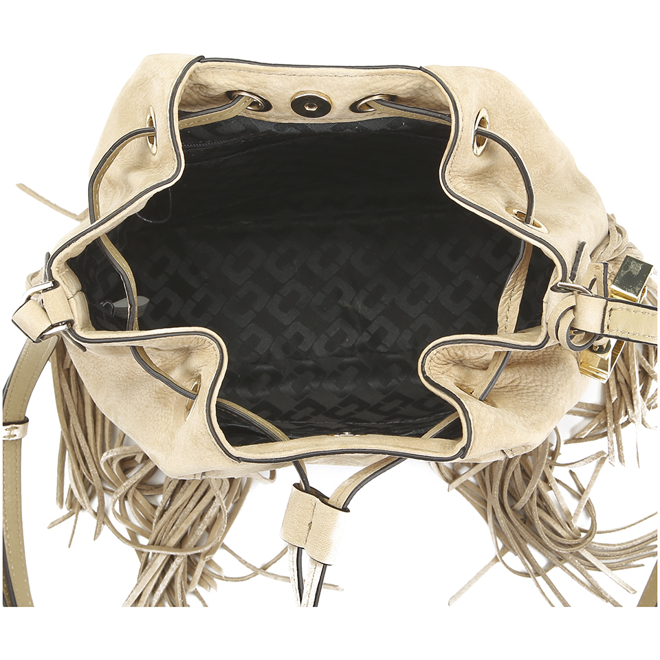 Diane von Furstenberg Women's Voyage Boho Disco Fringe Leather Bucket Bag - Sand