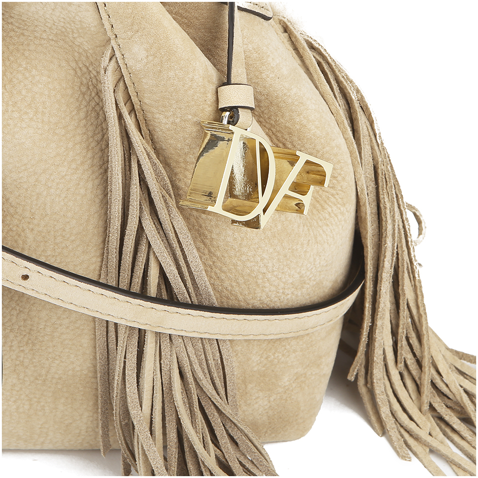 Diane von Furstenberg Women's Voyage Boho Disco Fringe Leather Bucket Bag - Sand