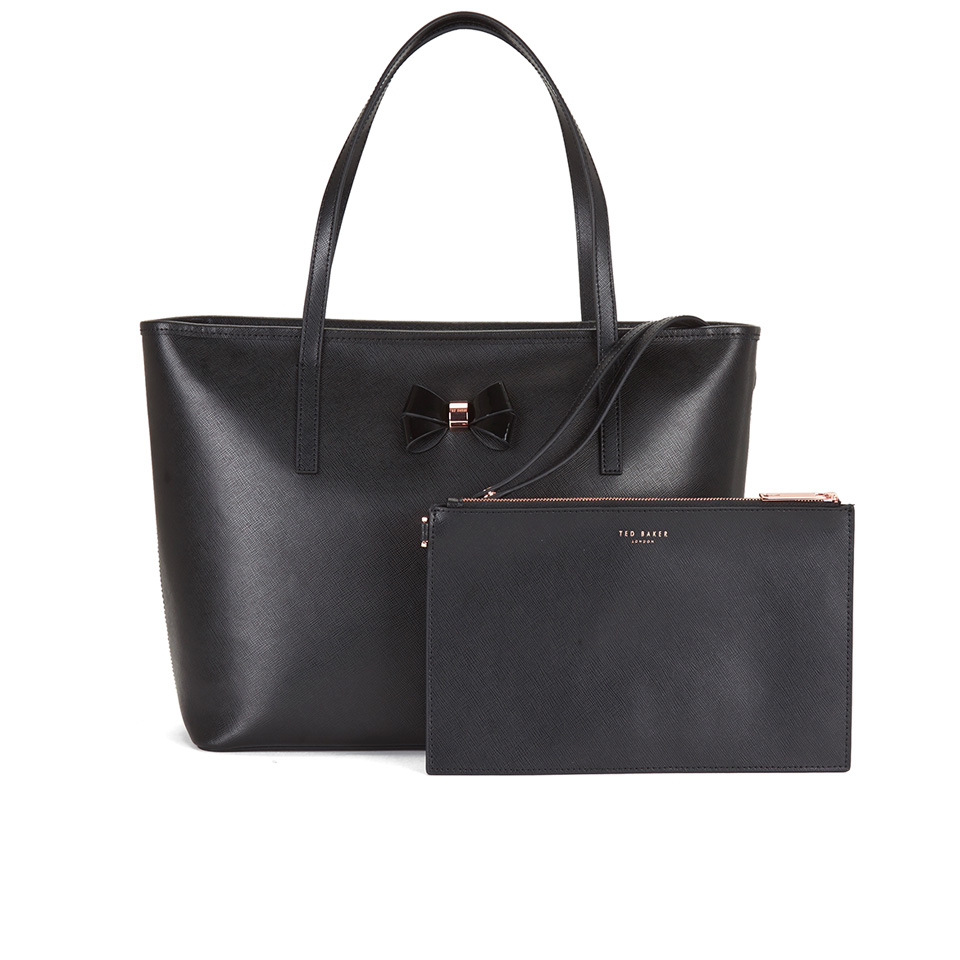 Ted Baker Women s Biancaa Bow Detail Crosshatch Large Shopper Bag Black