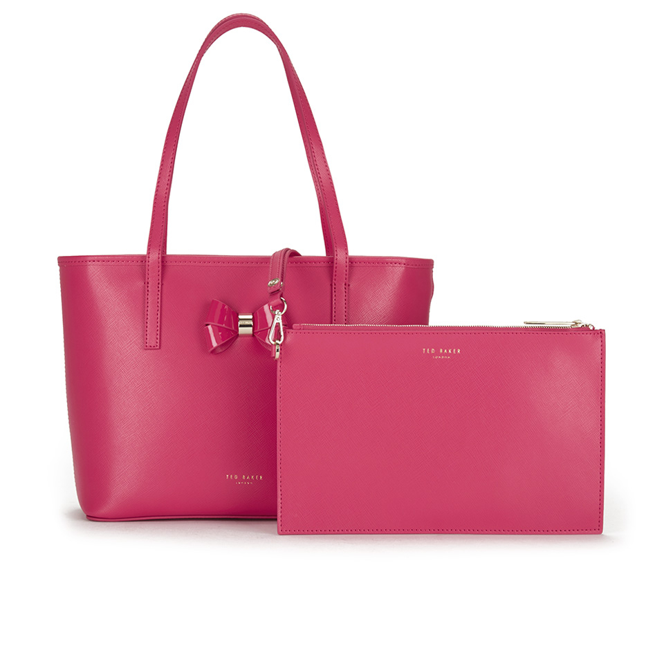 Ted Baker Women s Ritaa Bow Detail Crosshatch Small Shopper Bag Fuchsia