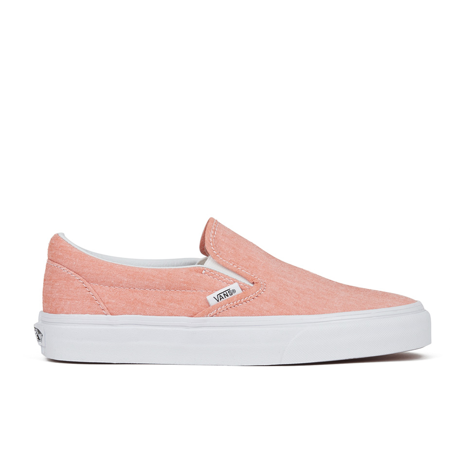 Vans Women s Classic Slip on Chambray Trainers Coral True White Allsole